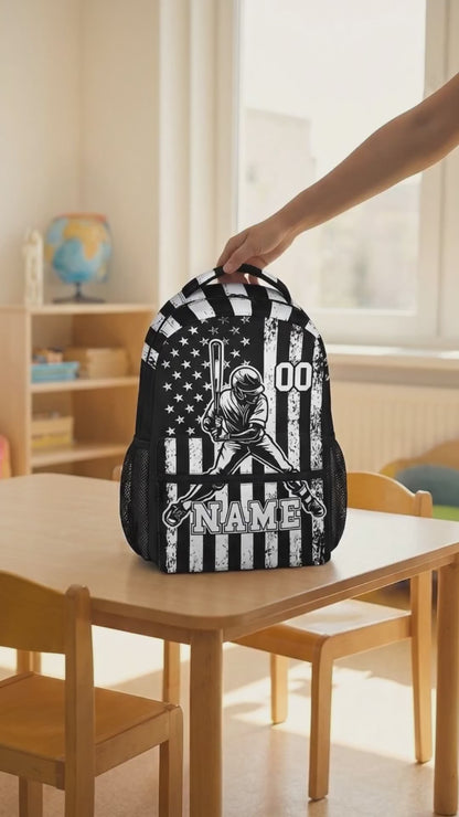 Kids Backpack for Boys, Custom Baseball School Backpacks for Sports Lovers, Personalized with Name Baseball Bookbag for Elementary Middle School, Back to School Gifts e3d682b2-e809-4237-9cda-608077df3369-PSL1754272399824568-converted.mp4