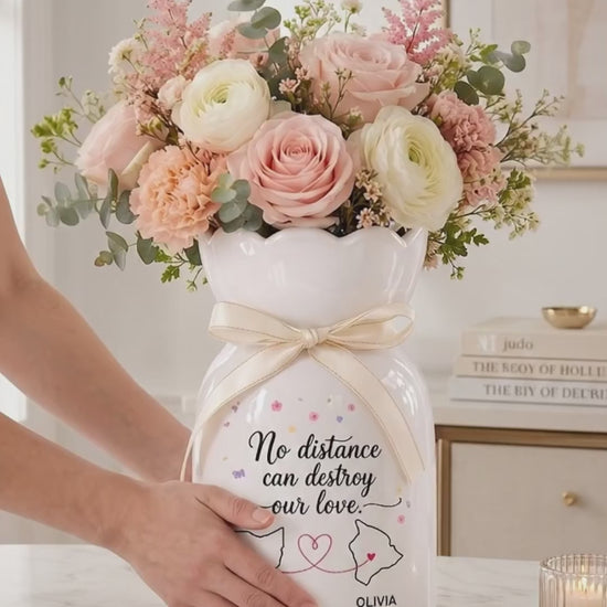 No Distance Can Destroy Our Love - Personalized Custom Ribbon Tie Flower Vase 36b9b867-a894-409c-bdc0-2b63f08a8412-PSL1782812525243452-converted.mp4