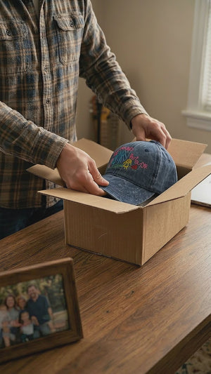 Kids Drawing Baseball Cap Gift for Mothers or Fathers Day Grandma Grandpa Gift Your Kids Artwork on Cotton Dad Hat Custom Embroidered Hat c9456424-0b9b-41cf-8202-b0c16fcbb42b-PSL1754629076741365.mp4