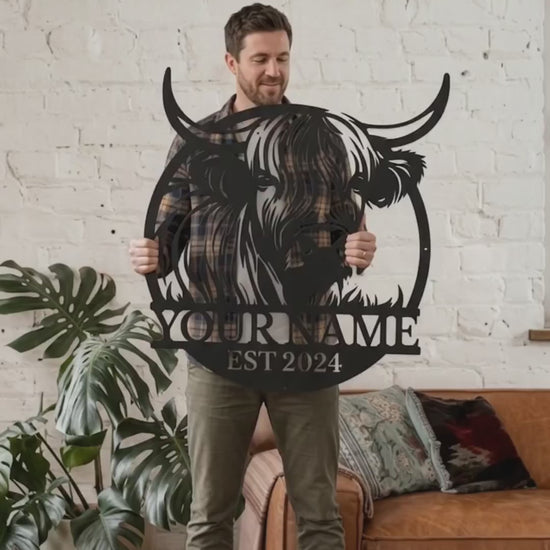 Personalized Highland Cow Metal Sign: Custom Name Wall Decor 21571b6a-ef57-471f-930d-1fbbaf65c928-PSL1764123826250234-converted.mp4