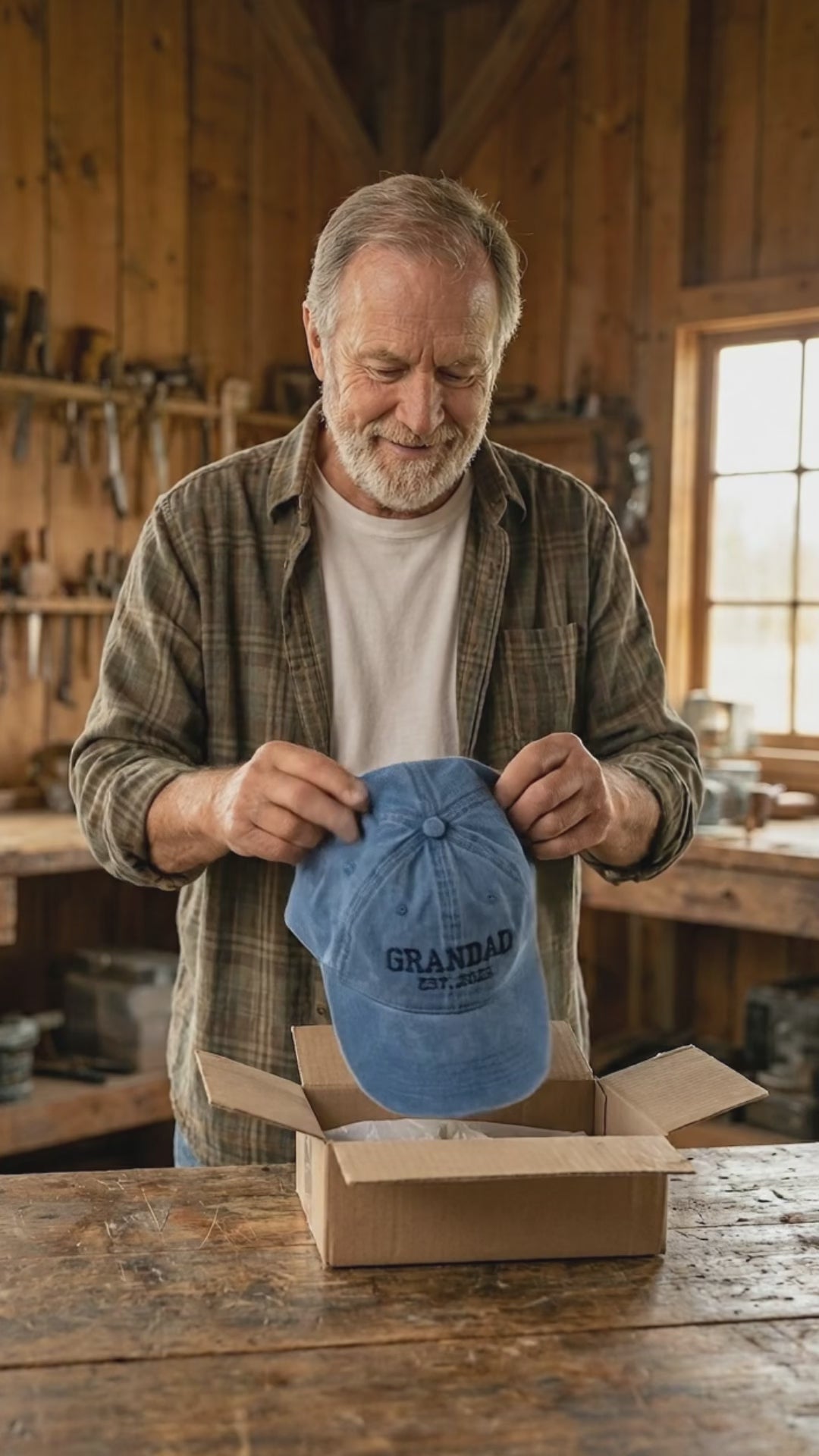 Personalised Grandpa Hat with Est Year, Embroidered Granddad Cap, Pregnancy Announcement Gift, Vintage Baseball Cap, Grandpa Birthday Gift c64477e1-beda-44f3-a3ad-813767745e7d-PSL1776996758909574.mp4