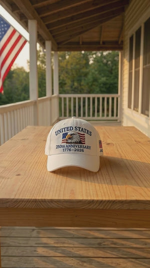 Custom Name United States 250th Anniversary Hat 1776 2026 White Eagle Embroidered Cap Patriotic USA Flag Made in America Veteran Gift 7d0d3388-b615-4fa5-b389-7e55973f8692-PSL1764909280650702.mp4