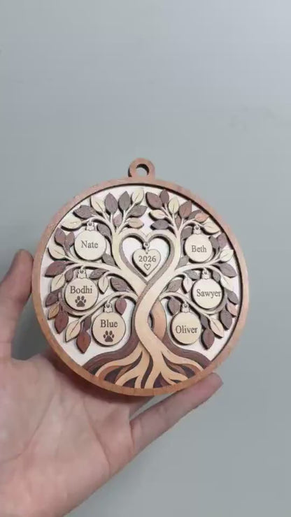 Personalized Family Heart Tree Ornament 2026: Custom Family Member Names Wooden Ornament, Christmas Tree Keepsake, Family Xmas Gift 6c6cb32f-9f78-4aad-90bd-d3dba6383574-rfetg.mp4