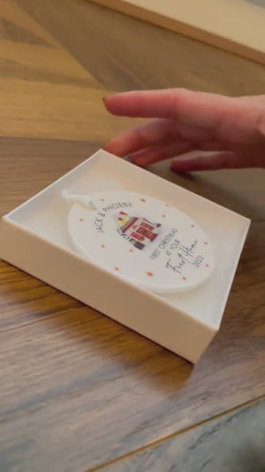 Personalised First Christmas In New Home Bauble - First Christmas In First Home Ornament - First Christmas At New Home Christmas Decoration