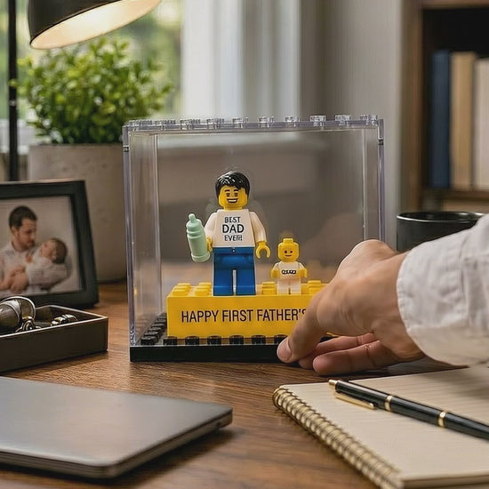 Personalized Minifigure Set with Custom Display Case , First Fathers Day Personalised Mini Figure Gift for Dad, Custom Daddy & Baby Keepsake f5562e30-7db3-4e99-a224-fdb08cf27300-PSL1779096199752956.mp4