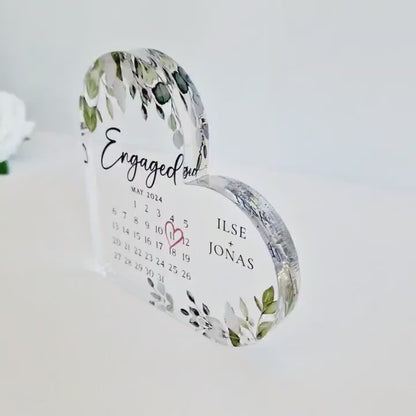 Personalized Engagement Gift, Engaged Calendar Acrylic Plaque, Engagement Gift for Couple, Engagement Keepsake Gift, Engaged Gift for Couple