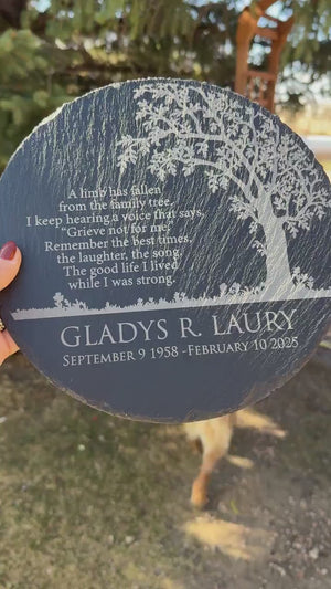 memorial gift, garden stone, memorial stone, in memory of, a limb has fallen, loss of loved one, loss gift, headstone, grave marker keepsake