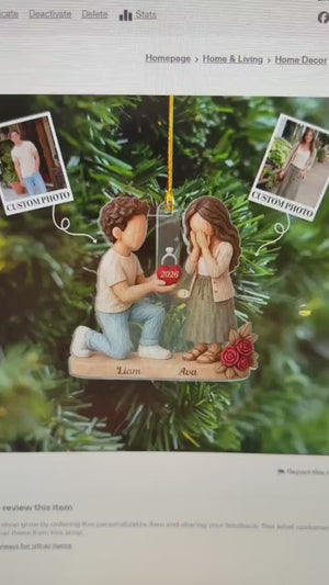Personalized Couple Marriage Proposal 2 Side Acrylic Ornament,First Christmas Engaged Ornament,Engagement Gift For Couple,Romantic Keepsake
