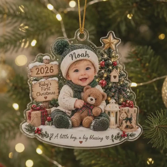 Personalized Baby’s First Christmas Ornament 2026, Custom Baby Name Acrylic Ornament, First Christmas Keepsake, Newborn Baby Gift 4a064582-c549-450f-b384-5ea74919c520-jjjjjjj.mp4