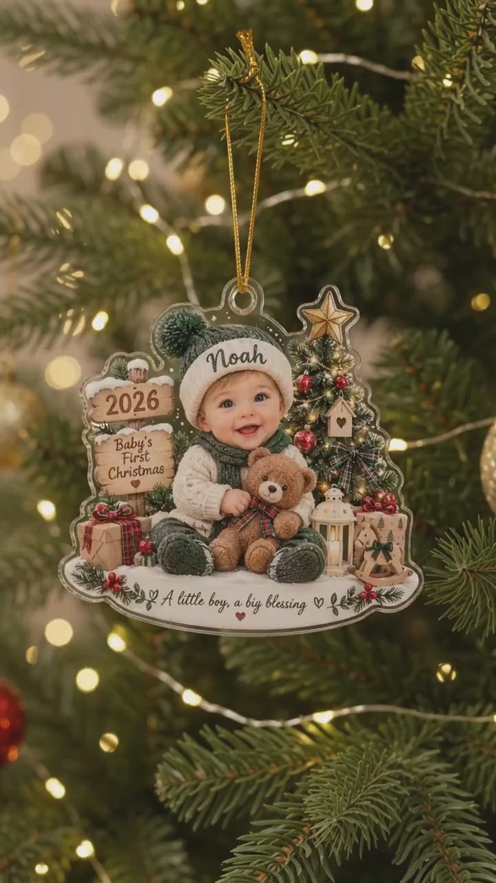 Personalized Baby’s First Christmas Ornament 2026, Custom Baby Name Acrylic Ornament, First Christmas Keepsake, Newborn Baby Gift 4a064582-c549-450f-b384-5ea74919c520-jjjjjjj.mp4
