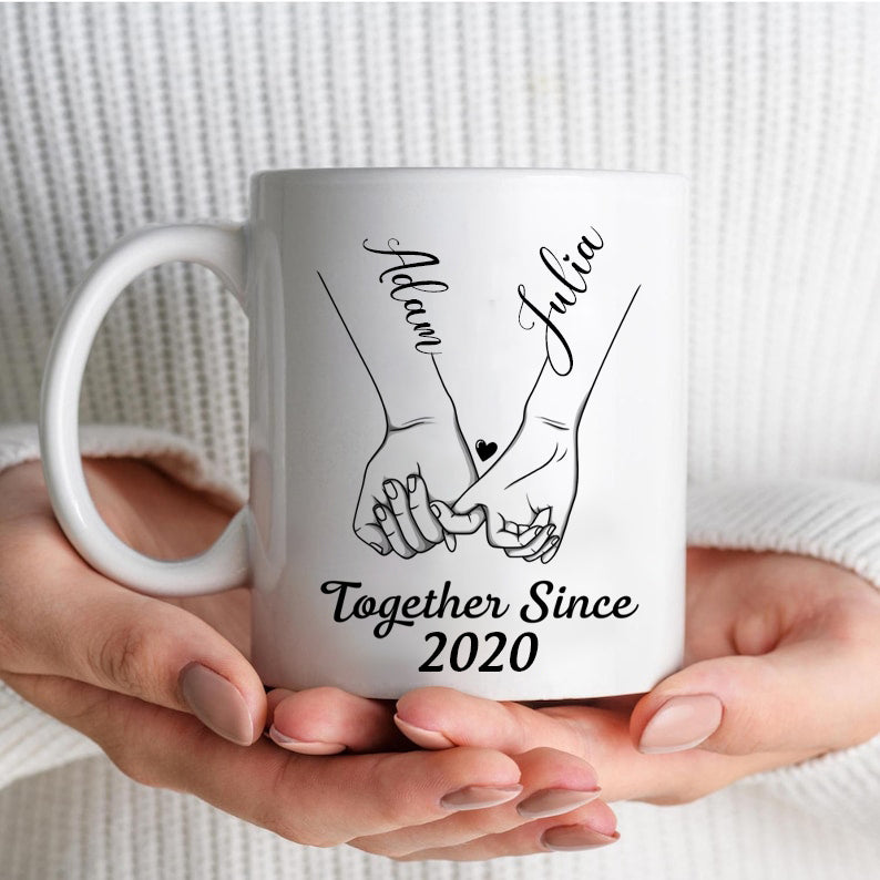 Together Since Pink Promise Couple Custom Name & year Anniversary Gift Personalized Mug for Wife Husband from Lover Gifts for Anniversary