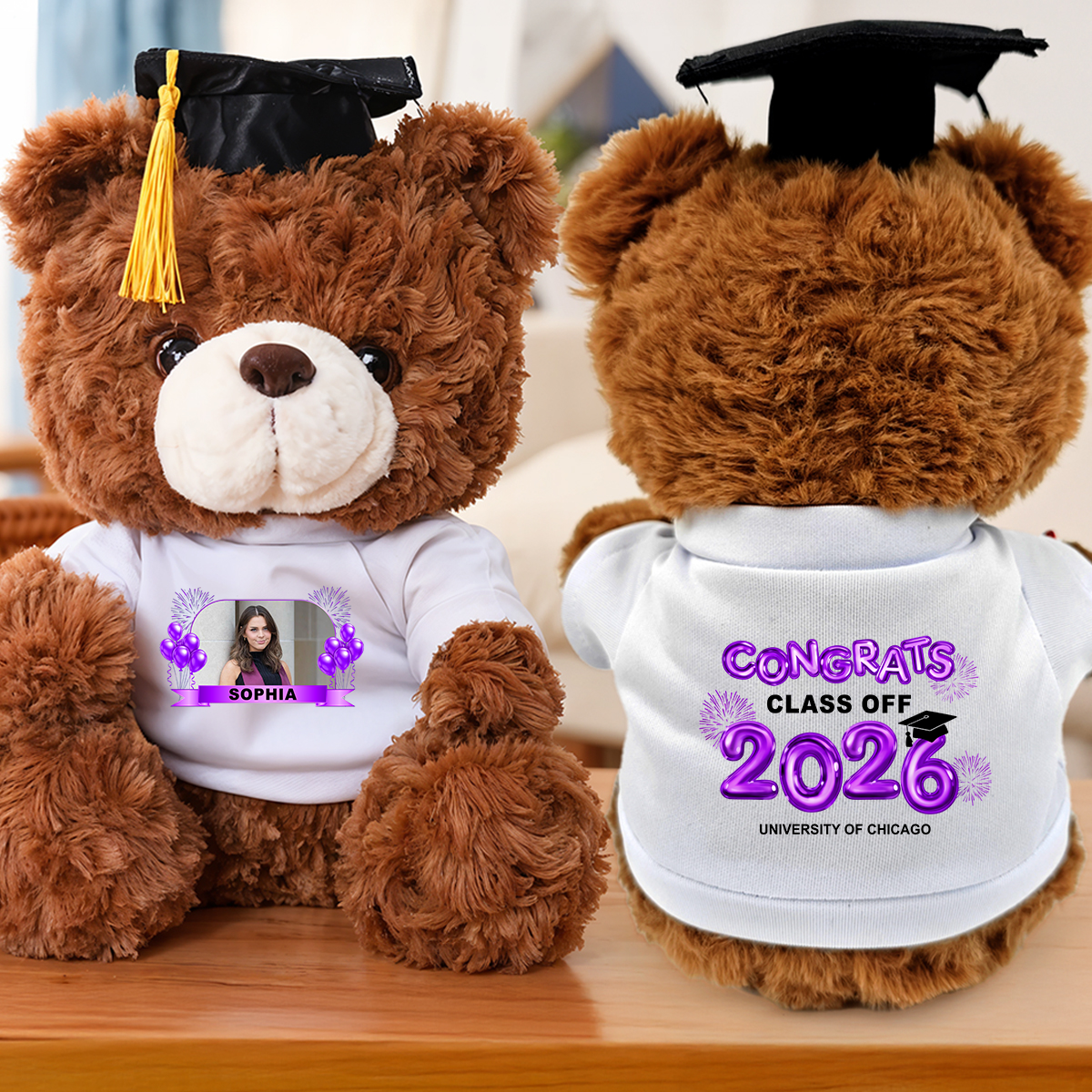 Custom Class Of 2026 Personalized Graduation Teddy Bear purple.png