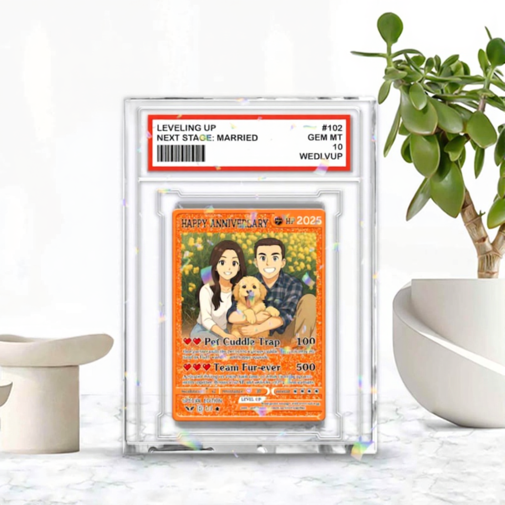 Personalized Couple Poke Love Acrylic Card, Custom photo Anime Themed Gift for Anniversary, Gamer Husband Present from Wife, Love Card Gift