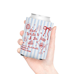 Red White and I Do Cozies, All American Bride, Red White and Blue Bachelorette Party Favors, USA Bachelorette, Fourth of July Can Coolers