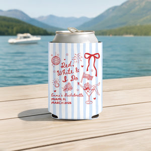 Red White and I Do Cozies, All American Bride, Red White and Blue Bachelorette Party Favors, USA Bachelorette, Fourth of July Can Coolers