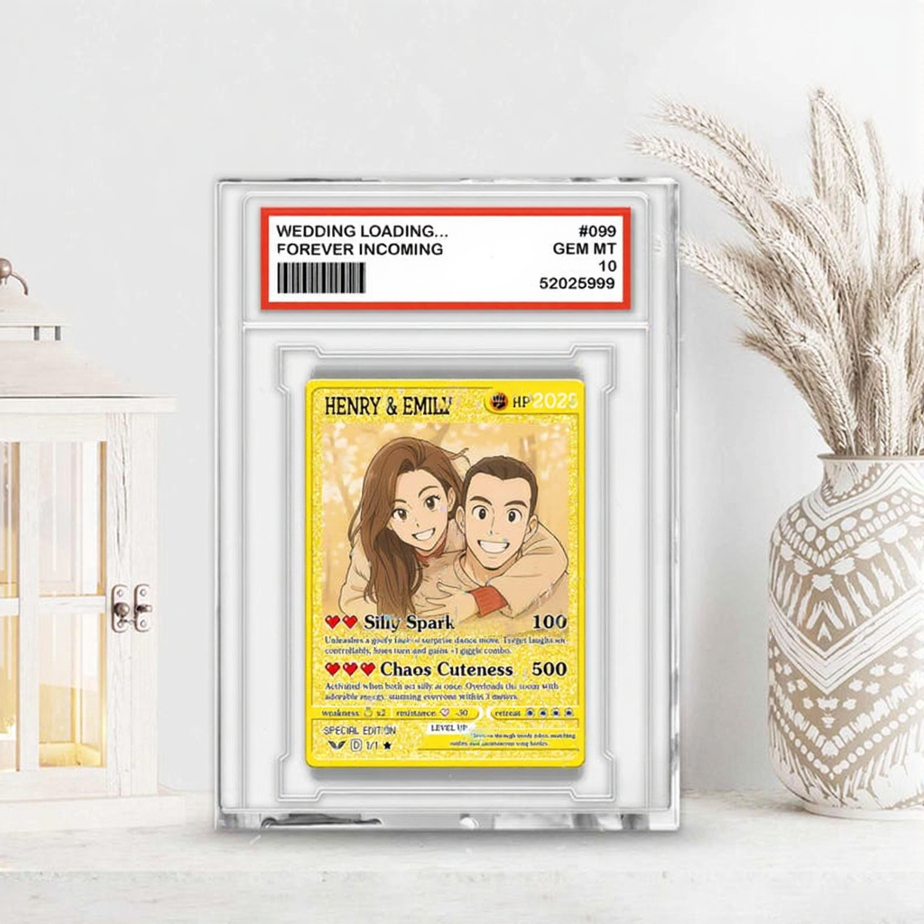 Personalized Couple Poke Love Acrylic Card, Custom photo Anime Themed Gift for Anniversary, Gamer Husband Present from Wife, Love Card Gift