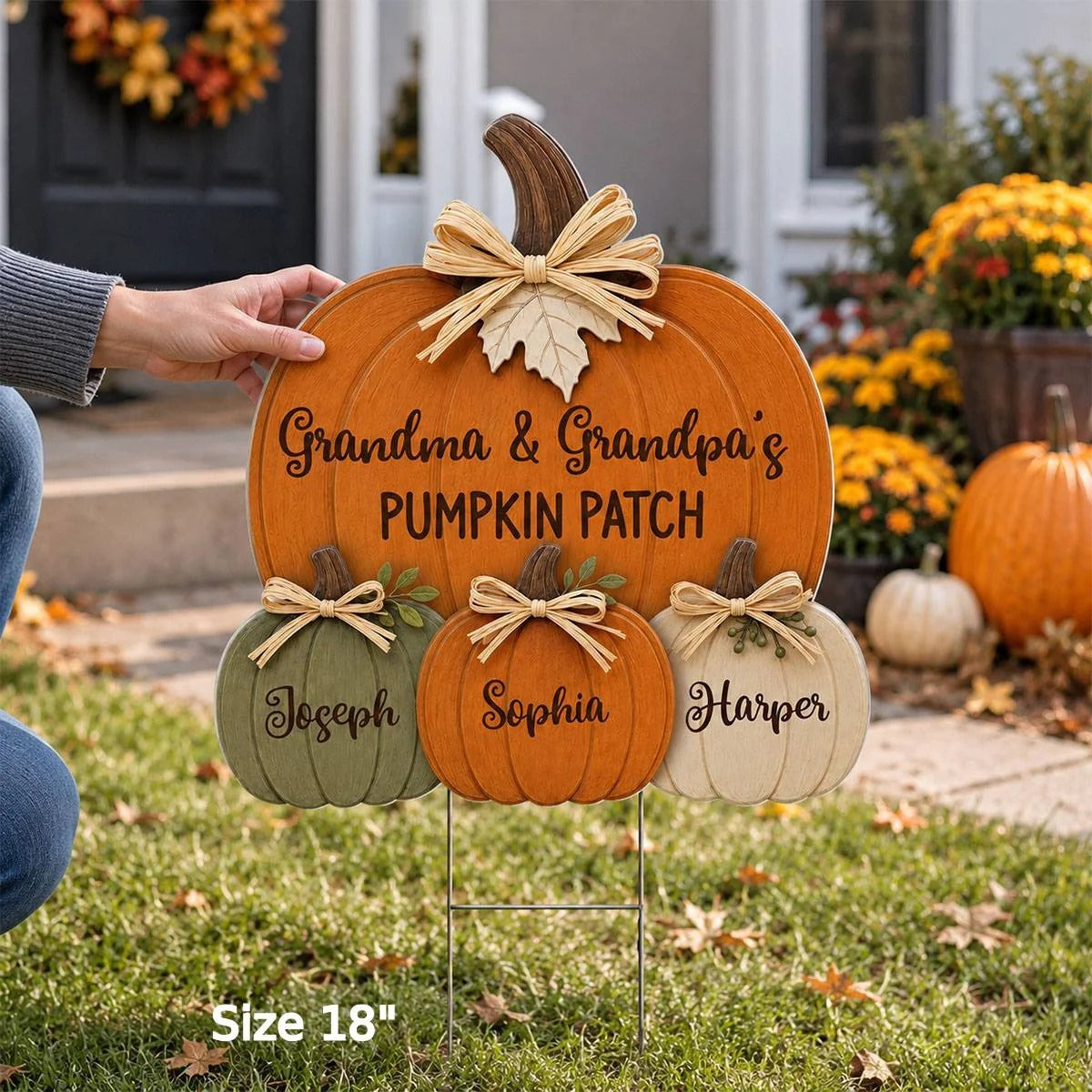 Cozy Rustic Fall Vibe Grandpa Grandma's Pumpkin Patch - Personalized Yard Sign - Fall Decor For Grandparents