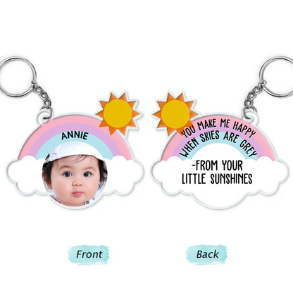 Custom Baby Photo Loving You Is Easy Peasy Lemon Squeezy - Personalized Acrylic Keychain - Gift For Dad, Mom, Grandma, Grandpa