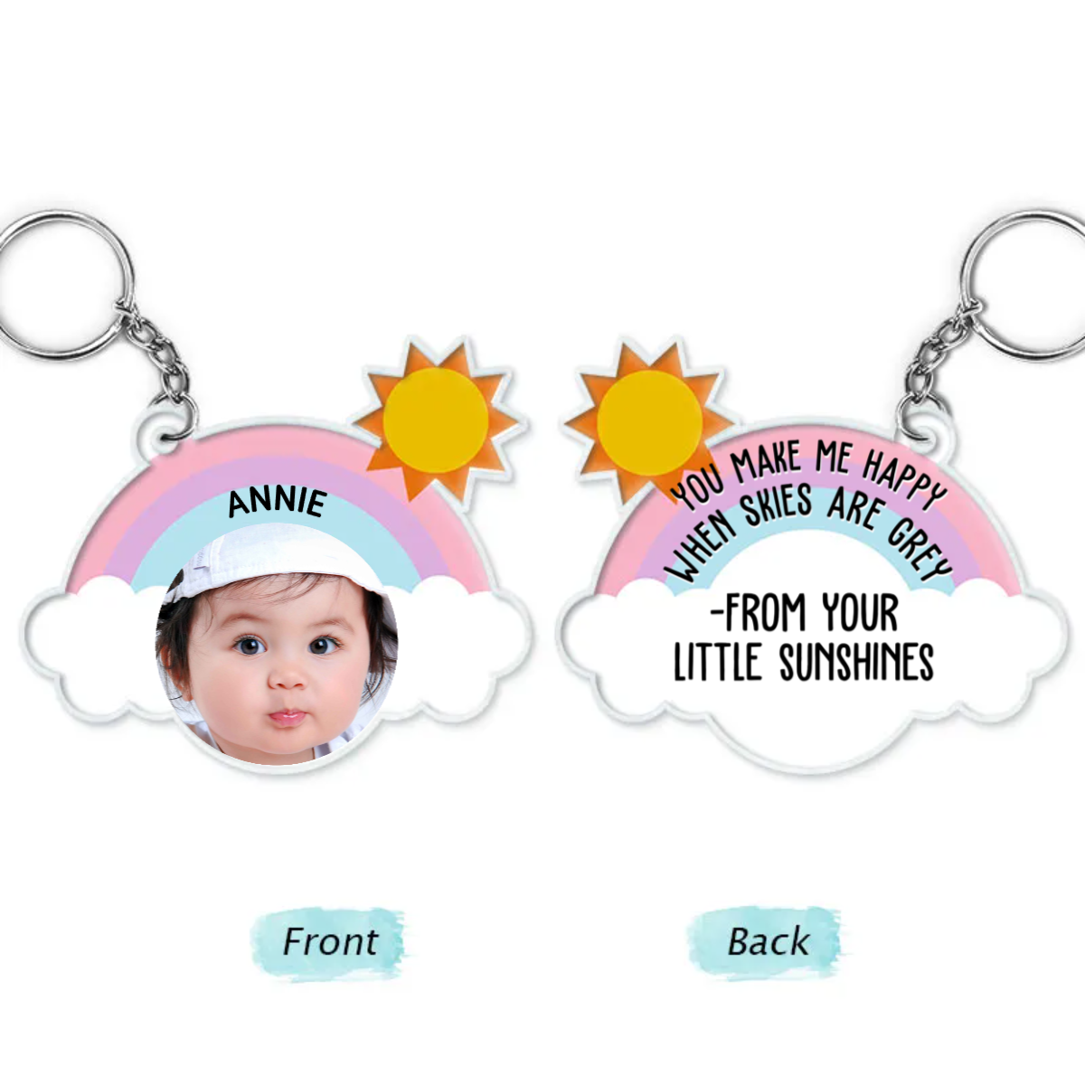 Custom Baby Photo Loving You Is Easy Peasy Lemon Squeezy - Personalized Acrylic Keychain - Gift For Dad, Mom, Grandma, Grandpa