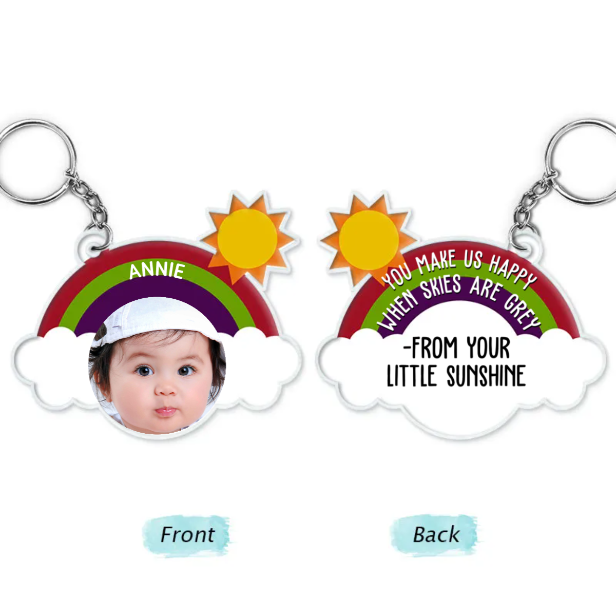 Custom Baby Photo Loving You Is Easy Peasy Lemon Squeezy - Personalized Acrylic Keychain - Gift For Dad, Mom, Grandma, Grandpa