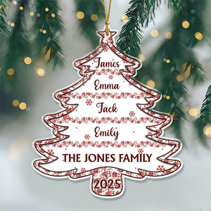 Family Christmas Tree Toile De Jouy - Personalized Acrylic Ornament - Christmas Gift For Family