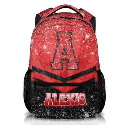 Custom Kindergarten Backpack for Girls Boys, Personalized Glitter Cheer School Bag for Kids Preschool Elementary - Red Cheerleader Daypack for School Travel Gym Work Hiking Camping redcheerleaderbackpack.jpg