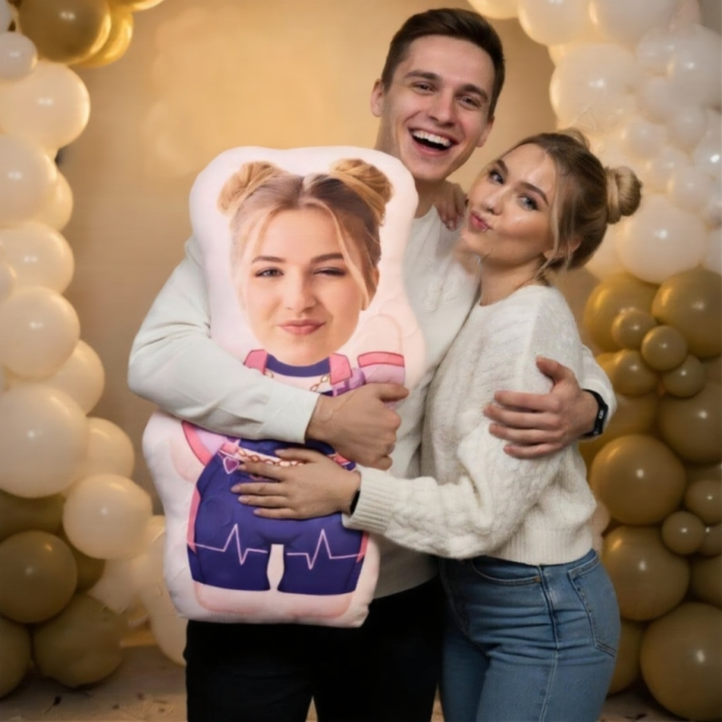 Personalized Photo Pillow: Face Photo Doll,Custom Plush,Boyfriends Birthday Gift,2nd Anniversary Gift,Long Distance Relationship Gifts