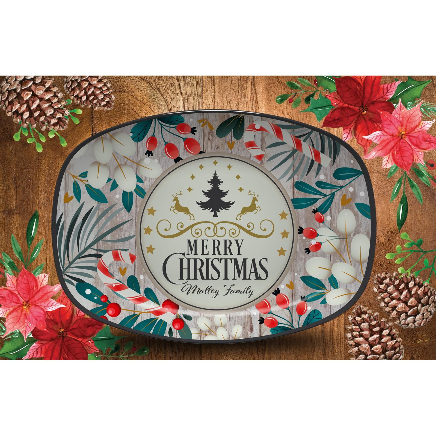 Merry Christmas Serving Platter, Christmas cookie serving Platter, Personalized Christmas Serving Platter, Family Platter