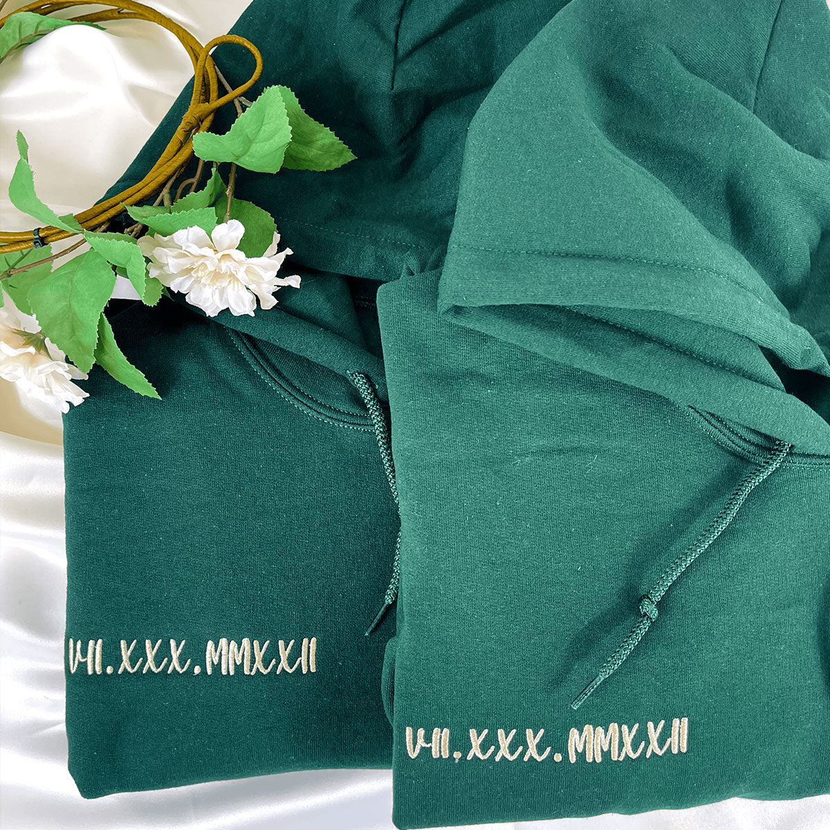 Personalized Roman Numeral Date and Initial Perfect for Couple's Anniversary Embroidered Shirt