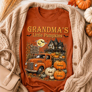 Halloween Town Style Grandma's Little Pumpkins Truck - Personalized Shirt - Halloween Gift For Grandma