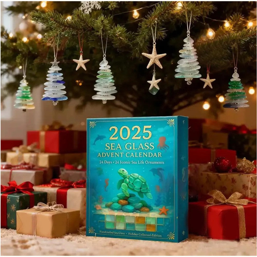 Sea Glass Advent Calendar 2025 24 Sea Animal Figurines Xmas Gift Set