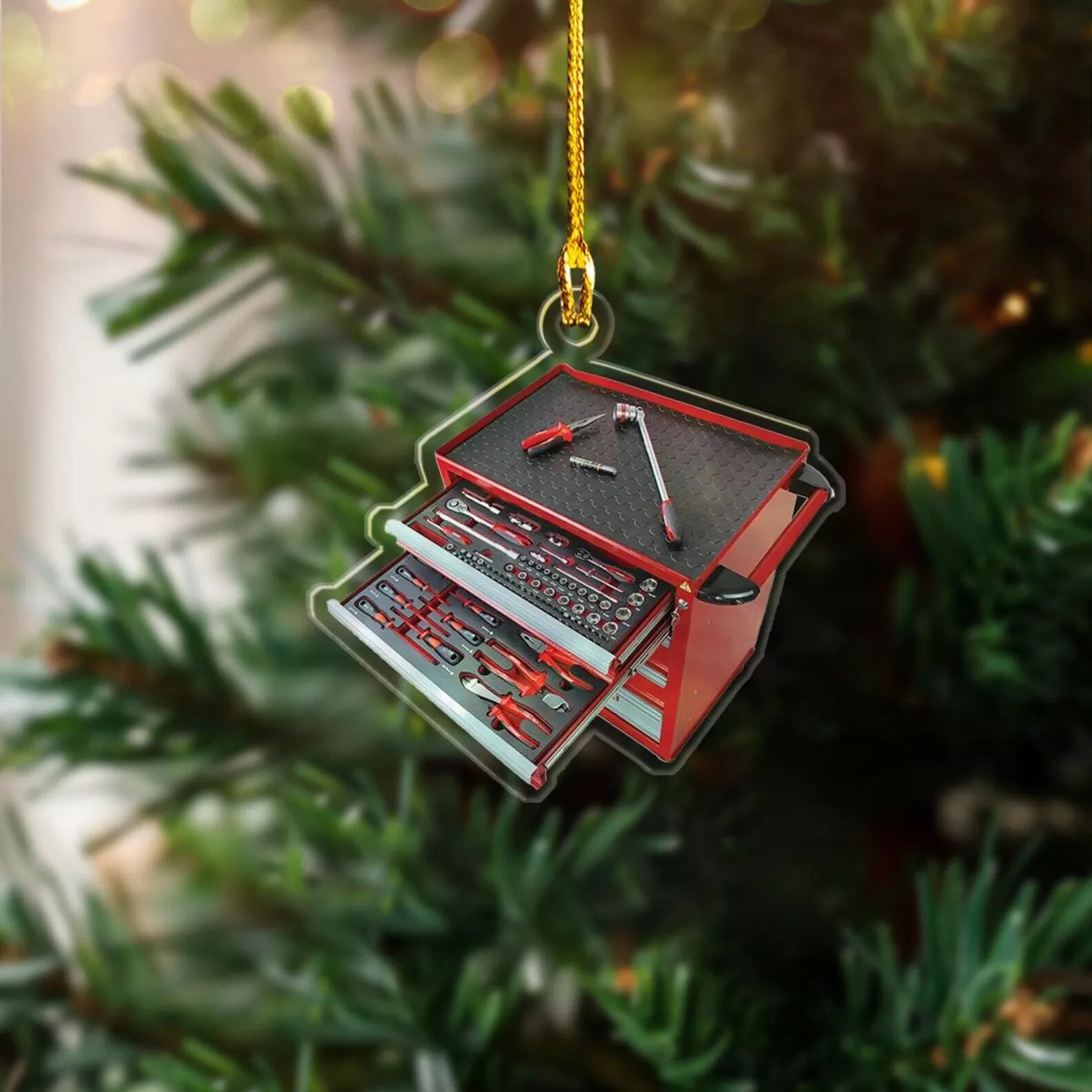 Personalized Mechanic Tool Box 2d Flat Ornament Custom Tools Garage Ornament