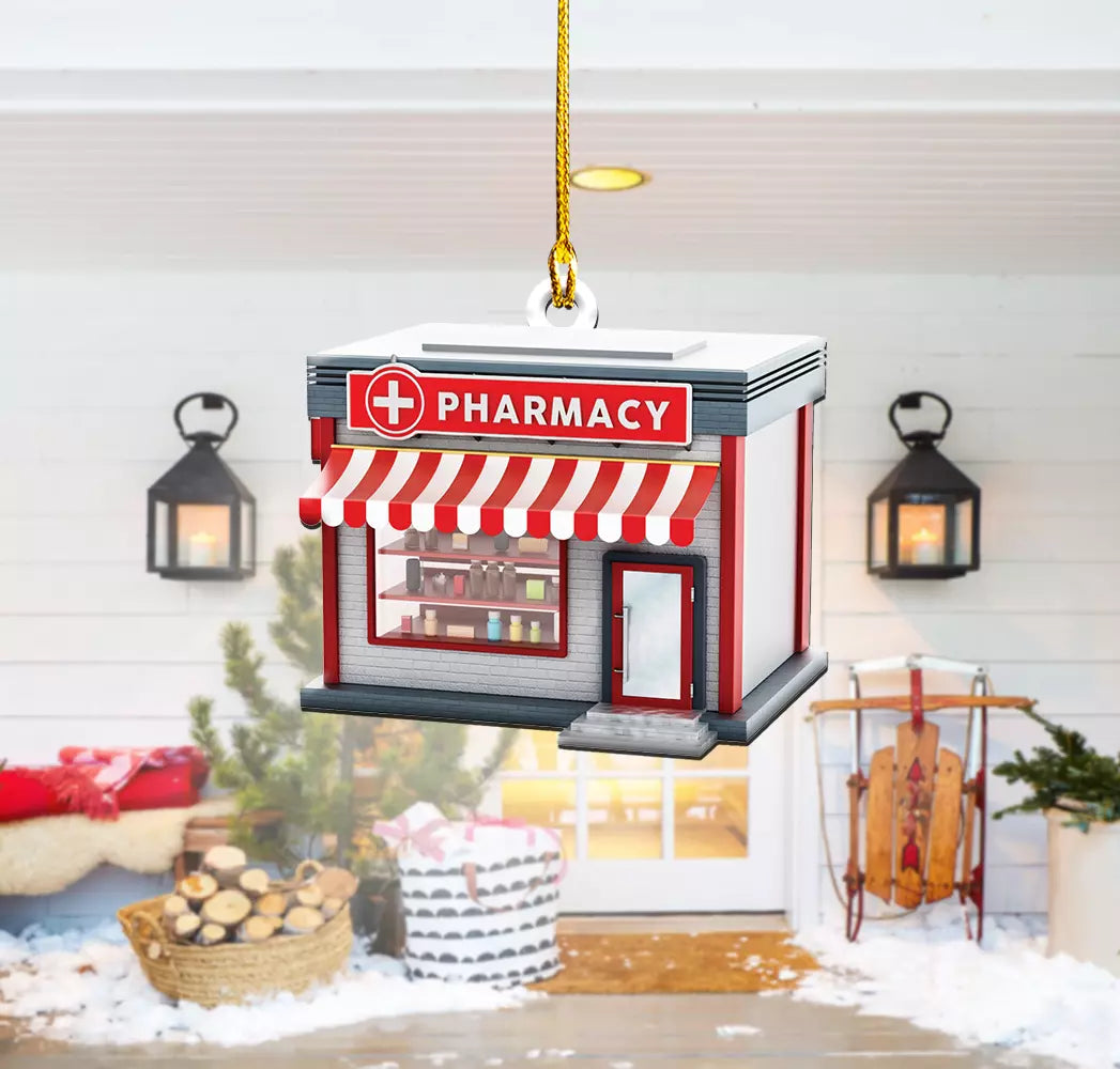Personalized Pharmacy Store Christmas Ornament, Christmas Hanging Ornament