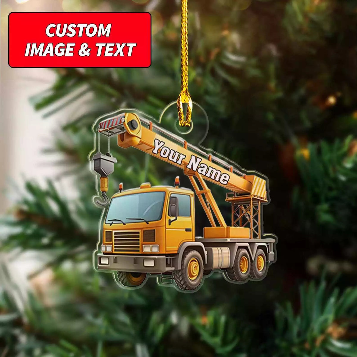 Personalized Construction Ornament 2024 2d Flat Construction Christmas Ornament