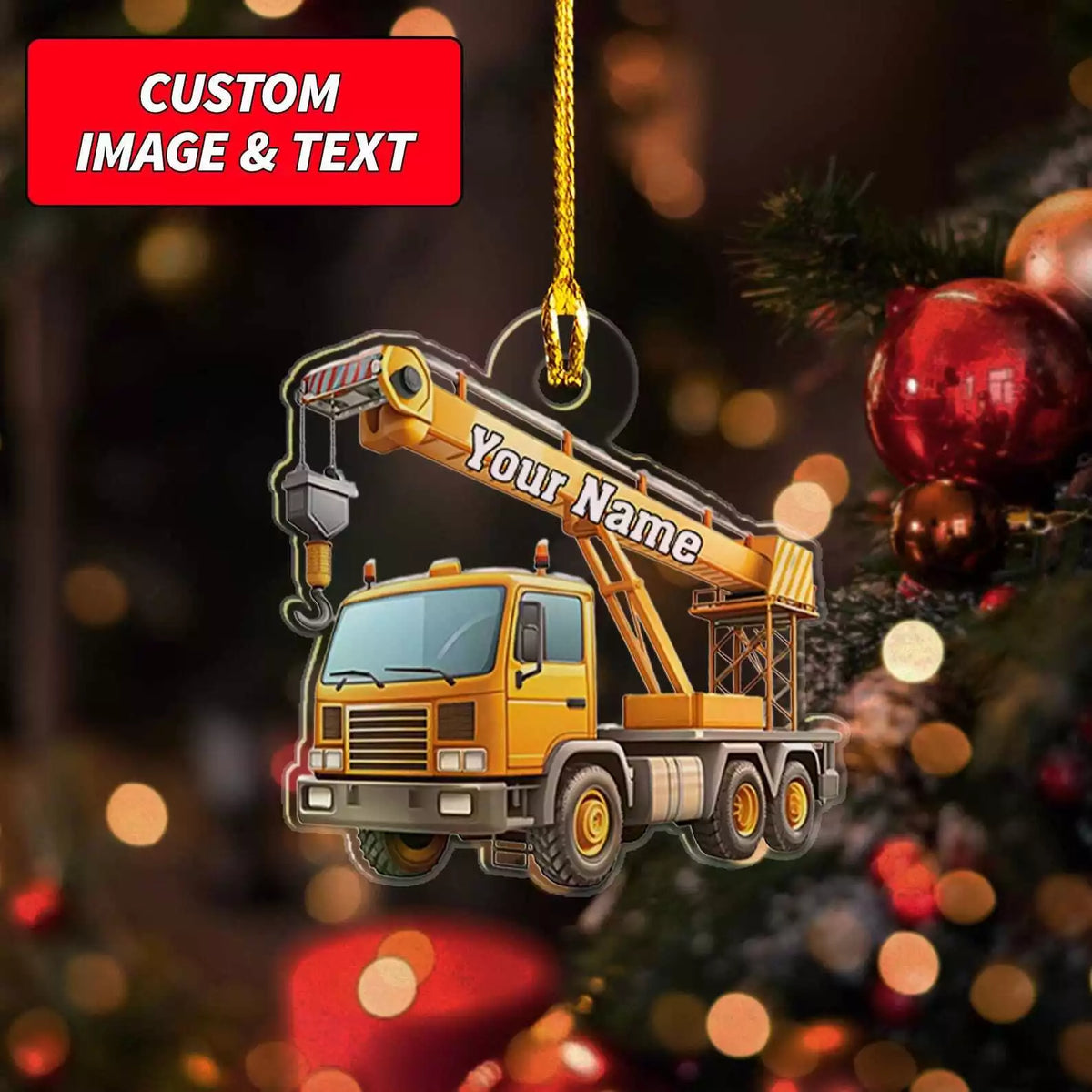 Personalized Construction Ornament 2024 2d Flat Construction Christmas Ornament