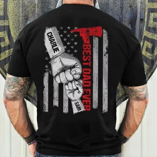 Personalized Firefighter Veteran Best Dad Ever Shirt, Shirt With Kids Name, Father's Day Gift