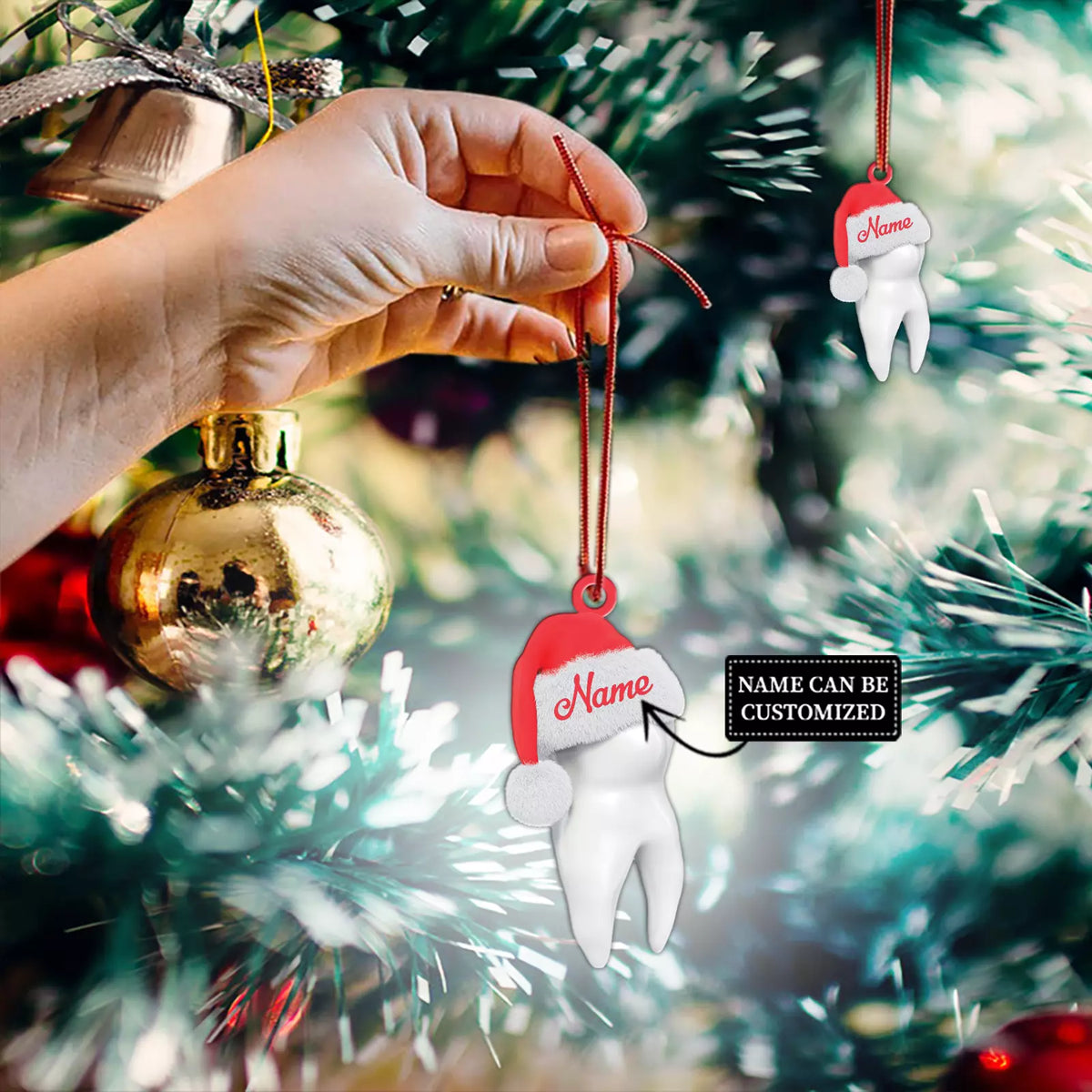 Personalized Tooth Ornament, Dental Christmas Ornament, Dentist Xmas Ornament