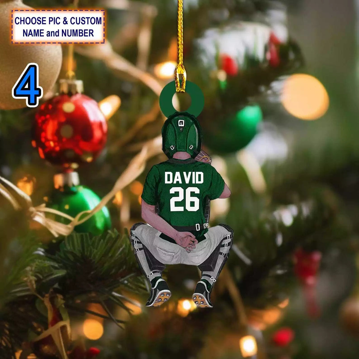 Custom Name And Number Softball Christmas Ornament Christmas Tree Hanging Decor