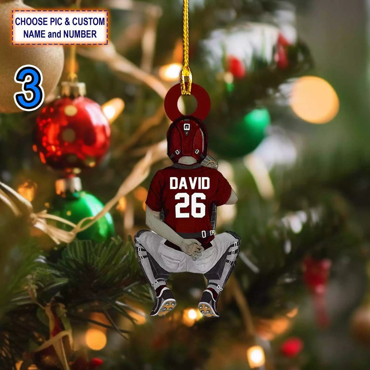 Custom Name And Number Softball Christmas Ornament Christmas Tree Hanging Decor