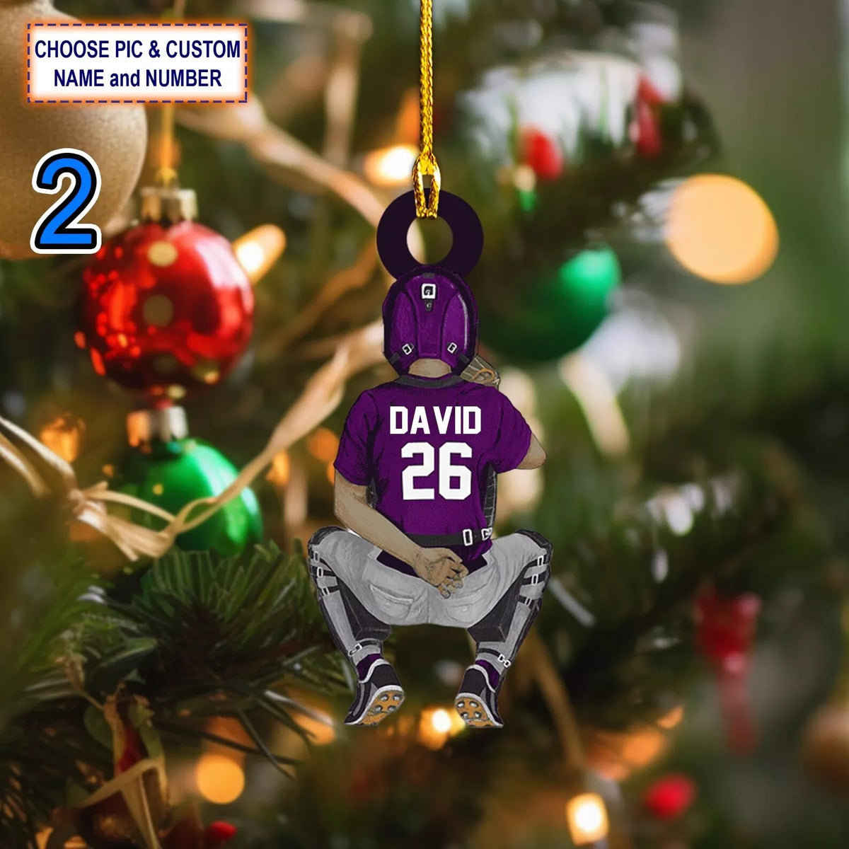 Custom Name And Number Softball Christmas Ornament Christmas Tree Hanging Decor