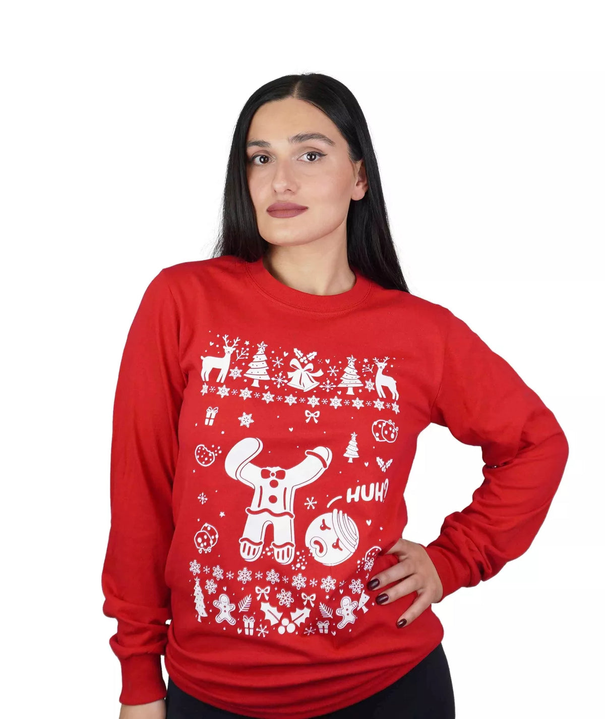 Couple Christmas funny outfits Men's Green Women's red gingerbread cookies shirt