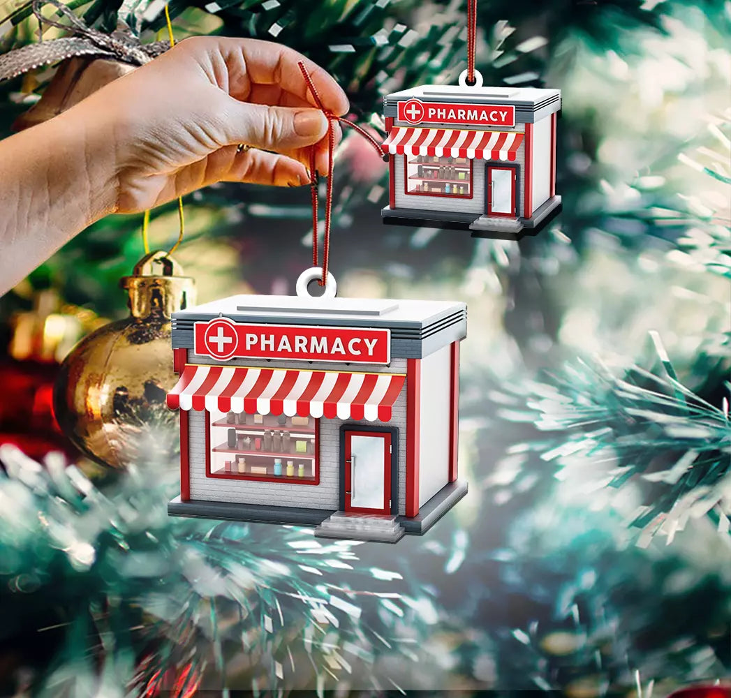 Personalized Pharmacy Store Christmas Ornament, Christmas Hanging Ornament