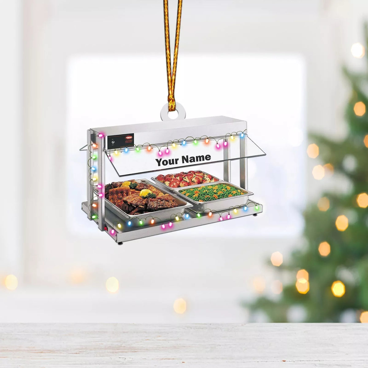 Personalized Buffet Food Restaurant Christmas Ornament, Buffet Food Holder Xmas