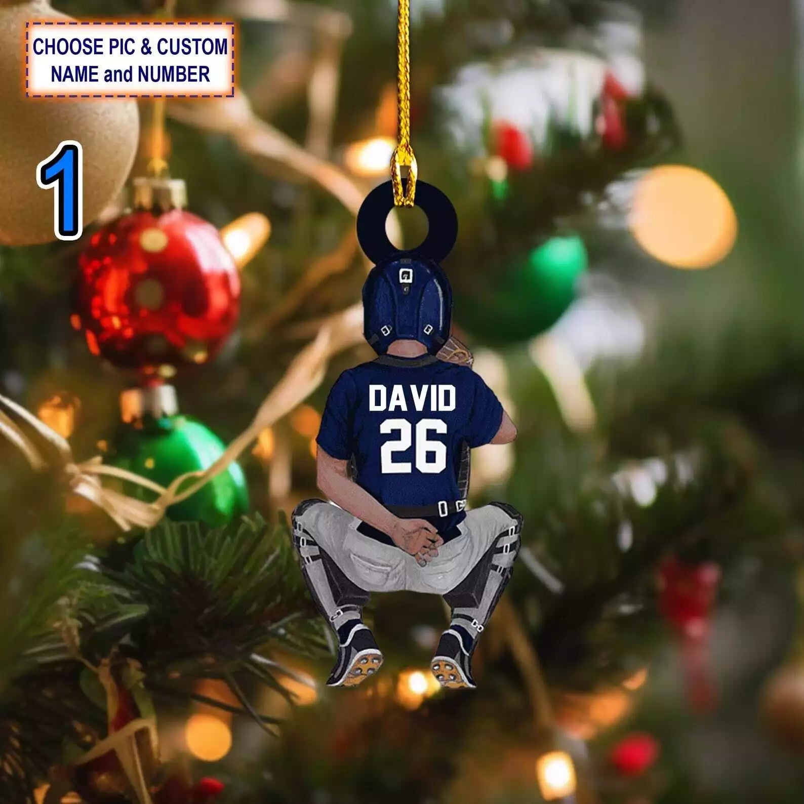 Custom Name And Number Softball Christmas Ornament Christmas Tree Hanging Decor