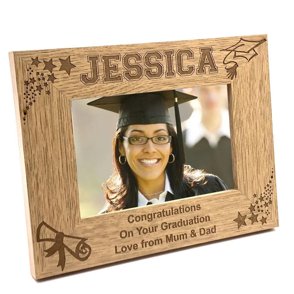 Graduation Day Personalised Stars and Hat Photo Frame Gift