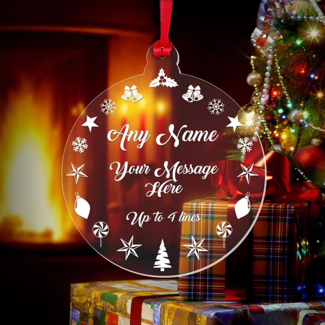 Personalised Christmas Bauble Any Name Any Text Custom Xmas Tree Decoration Gift
