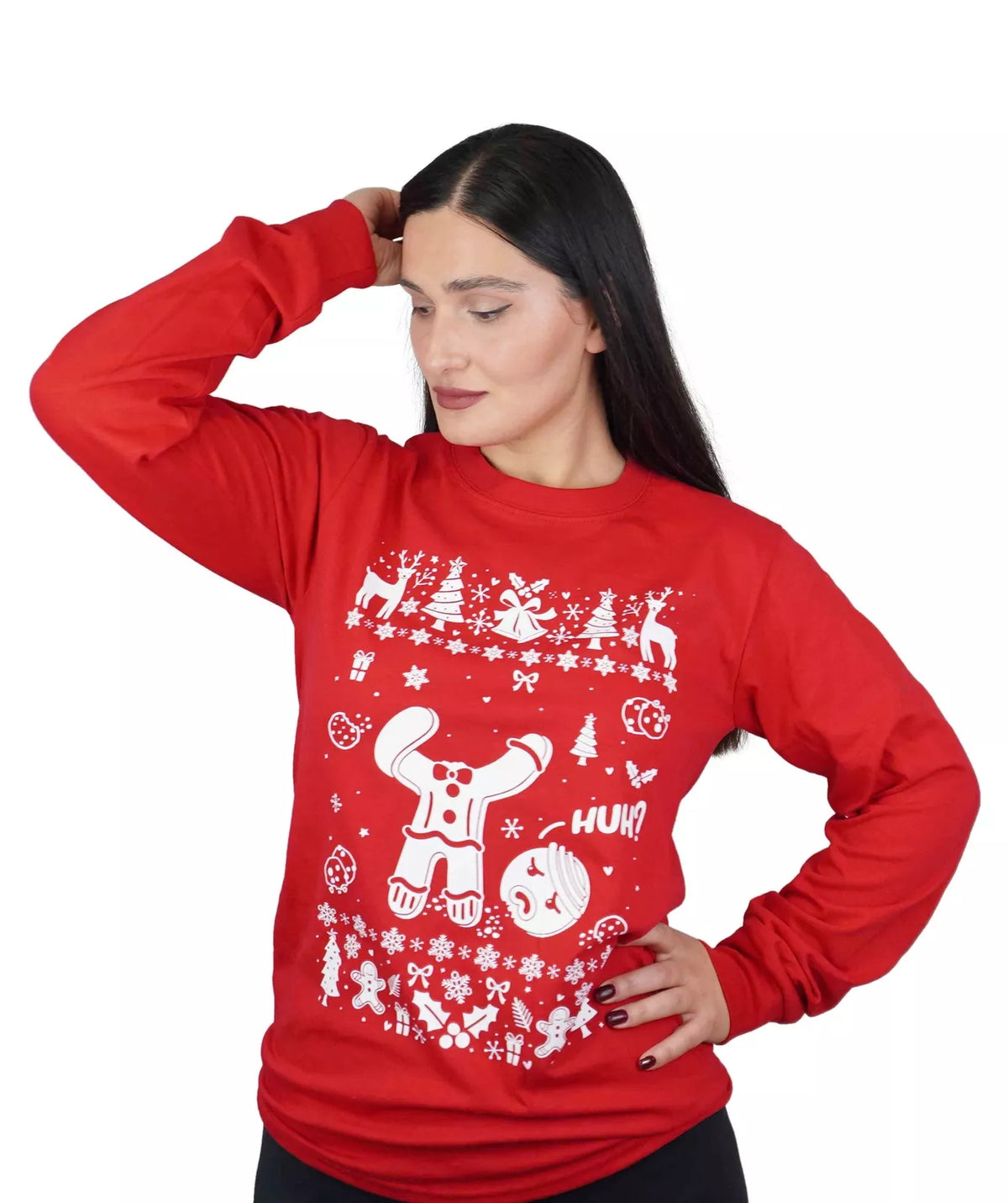 Couple Christmas funny outfits Men's Green Women's red gingerbread cookies shirt