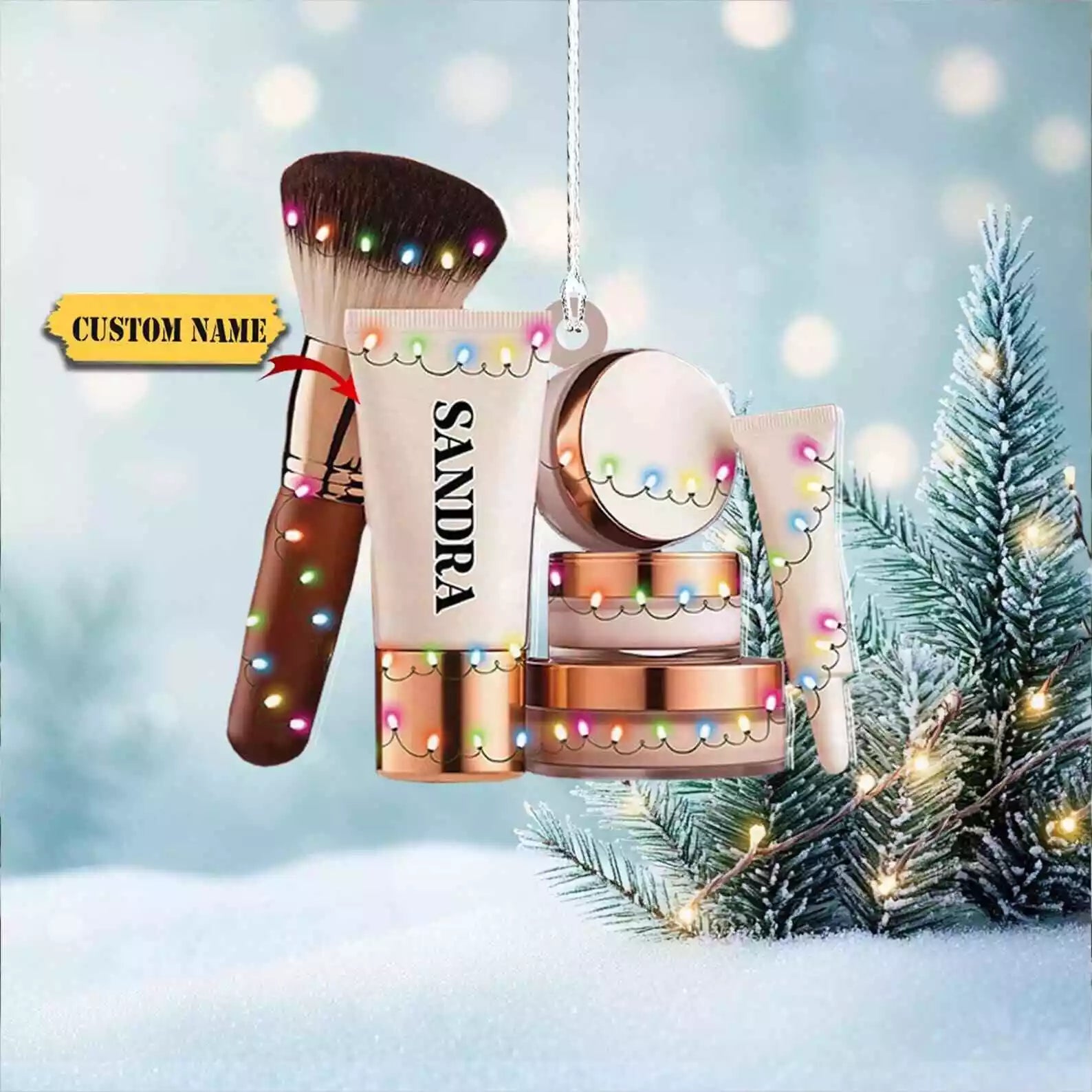 Custom Makeup Ornament Flat 2d Christmas Gift For Beauty Lovers Personalized