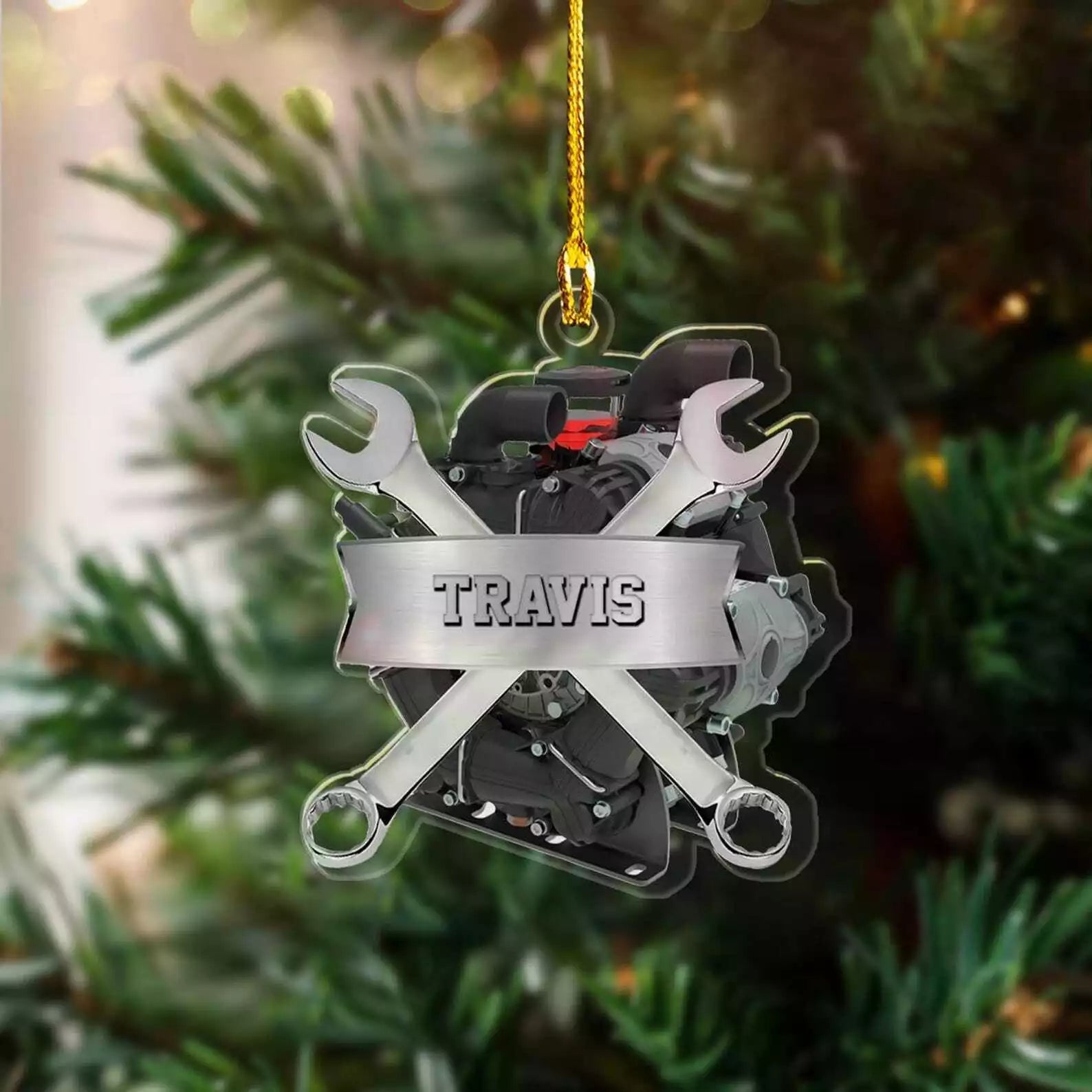 Personalized Mechanic Tools Box 2d Flat Ornament Custom Mechanic Xmas Ornaments