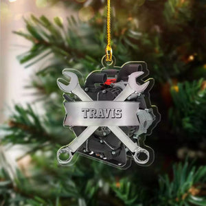 Personalized Mechanic Tools Box 2d Flat Ornament Custom Mechanic Xmas Ornaments